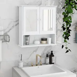 YYDS Bathroom Wall Cabinet with Doule Mirror Doors and Shelvs