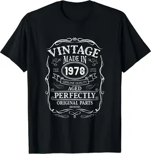 47th Birthday Retro Vintage Design Man Woman 1978 T-Shirt