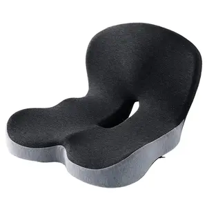 Ergonomic Orthopedic Memory Foam Seat Cushion for Office Chair - L-Shaped Pressure Relief Coccyx Support Pad - Non-Slip, Breathable, Double Gray Color Block