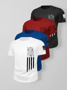 Men's Breathable Comfort Print T-Shirt Set, Summer Casual Wear, Gym Running Fitness, Athletic Sports Clothing, Round Neck Short Sleeve, Quick Dry Ventilated