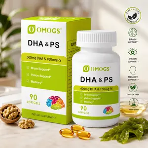 OMOGS DHA Omega 3 Algae Oil Softgels – Memory Brain Focus & Eye Support Supplement, Vegan Non GMO, 90 Softgels