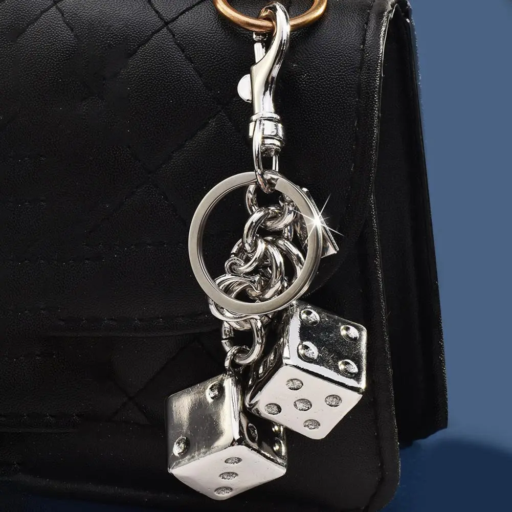 Golden Dice Aesthetic Keychain, Multi-Purpose Metal Lucky Charm Pendant, Decorative Keyring for Car Keys, Bags, and Backpacks, Key Chain Decorations, Multi Purpose Keychain, Keyrings For Keys