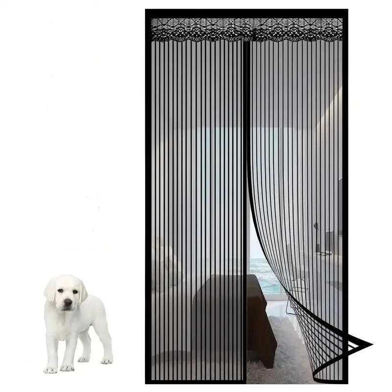 Modern Magnetic Mesh Curtain, Breathable Design Mosquito-proof Soft Door & Window Screen for Summer Living Room, Auto Closer Magnetic Door Mesh for Be