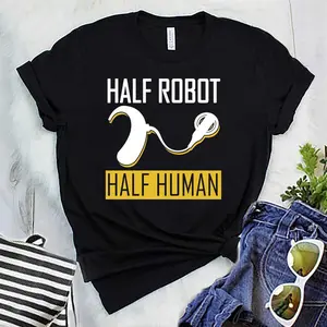 Half Robot Half Human Cochlear Implant Awareness  T-Shirt