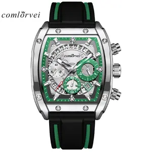 Comlorvei men's sports multifunctional wine barrel shaped quartz watch, waterproof, calendar night light, suitable for wearing in various occasions, the best choice for gifts