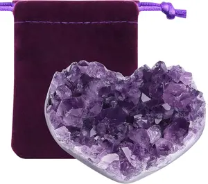 Amethyst Crystals and Healing Stones Gems Rocks Purple Room Decor Gemstones Gem Stones Heart Shaped Rocks Crystal Cluster Heart Gifts Amethyst Stones Geodes 1.2-1.6" Purple Gifts for Women