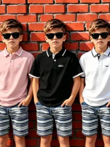 3-Pack Fashion Boys' Polo Shirts, Summer New Arrival, Loose-Fit, Comfortable, Casual Style, All-Over Print, Short Sleeve, Lapel Collar