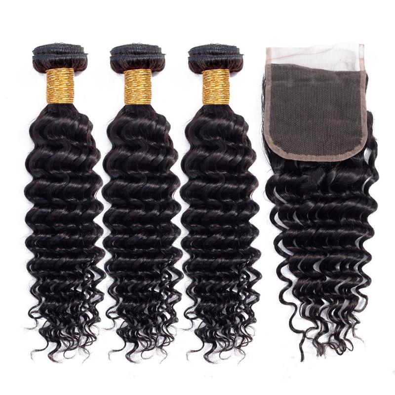 RIVERWOOD 4"x4" & 13"x4" & 13"x6" Lace Closure Body Deep STW 100% Remy Human Hair Natural Black Transparent Lace Free Part Hand Tied for Quality