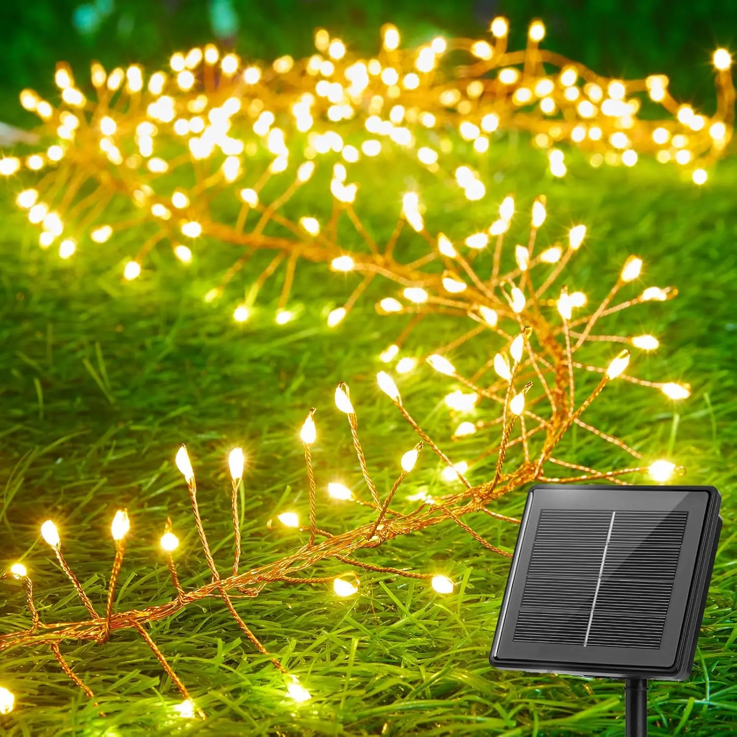 Outdoor Waterproof, 9.8Ft 120 LED String Lights, 8 Modes Firecracker Fairy Lights for Patio Balcony Wedding Christmas Decor (Warm White)