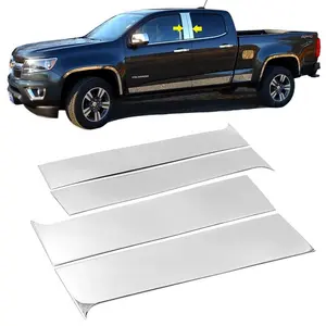 Stainless Steel Chrome Polished Stick-On Side Door Pillar Post Trim Set Compatible with 2015-2018 Colorado