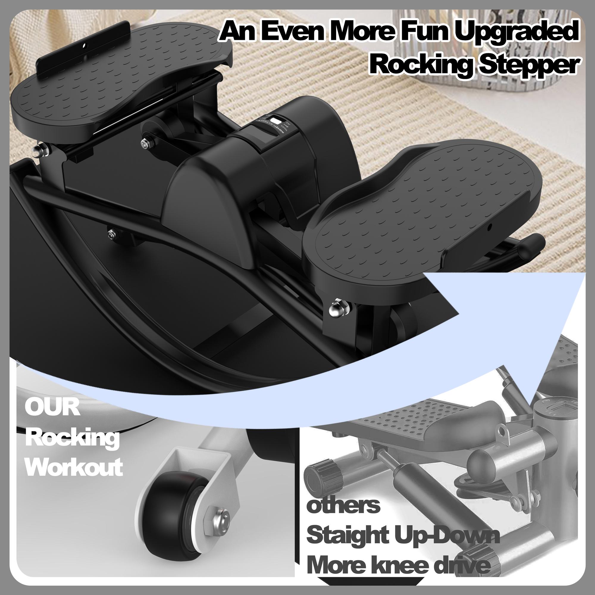 Steppers for Exercise,Lateral Elliptical Stepper for Home Use – Side-to-Side Rocking Stepper Machine with Resistance Bands, Anti-Slip Mat & LCD Display, Low-Impact Full Body Workout Equipment