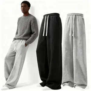 Men's Solid Fashion Sweatpants, Versatile Year-Round Wear Ideal for Autumn and Winter Wide Leg Straight Pants Casual Street Dance Pants Comfortable Winter Home Pants Plus Size Casual Sports Pant with Rivet Design Fashionable and Versatile daily wear pant