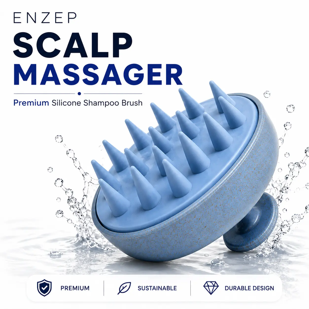 ENZEP Silicone Scalp Massager Shampoo Brush – Scalp Scrubber & Exfoliator for Men & Women, Deep Cleansing for Wet & Dry Hair, All Hair Types