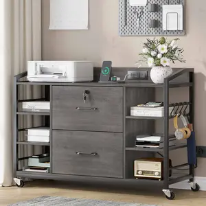 44 Inches File Cabinet with 2 Drawers Grey
