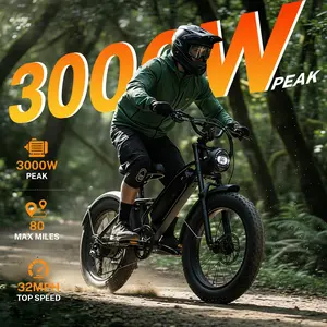 Yoloway YR20 3000W Peak Electric Dirt Bike for Adults, Up to 32 MPH, Up to 80 Miles Range, 48V 20Ah Removable Battery, 20" Fat Tire Full Suspension All-Terrain eBike for Riders 5'5"–6'5" with bike Adjustable Speed Pedal Disc Brake Set (New Version)