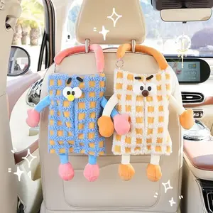 Cute Monster Design Car Paper Towel Holder Rack, Plush Cartoon Material, Ergonomic Hands-Free Storage, Suitable for Most Vehicles, Car Tissue Box