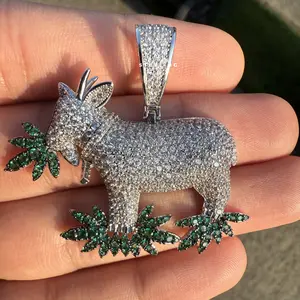 Goat 420 Iced Out 420 Hip Hop Lover Rapper Jewelry Pendant 14k Gold Finish + Free Steel AntiTarnish Rope Chain