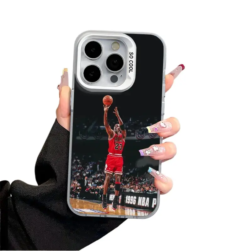Michael Jordan Design Shock-Proof Smartphone Cover - Silver Mobile Phone Accessory, Protector Compatible with iPhone 17,16,15,14,13,12 Devices