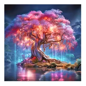 Scenery Tree Diamond Painting Kit Square Drill Round Drill Handmade Embroidery Art Gift Set, DIY Supplies Type, Perfect Craft Project, Handmade Gifts