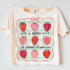 Comfort Colors Life Is Berry Sweet Berry Coquette Strawberry, Inspirational Strawberry Summer, Trendy T-Shirt - TrendWear USA