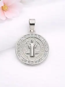 Medalla San Benito CZ Plata 925 - 24mm