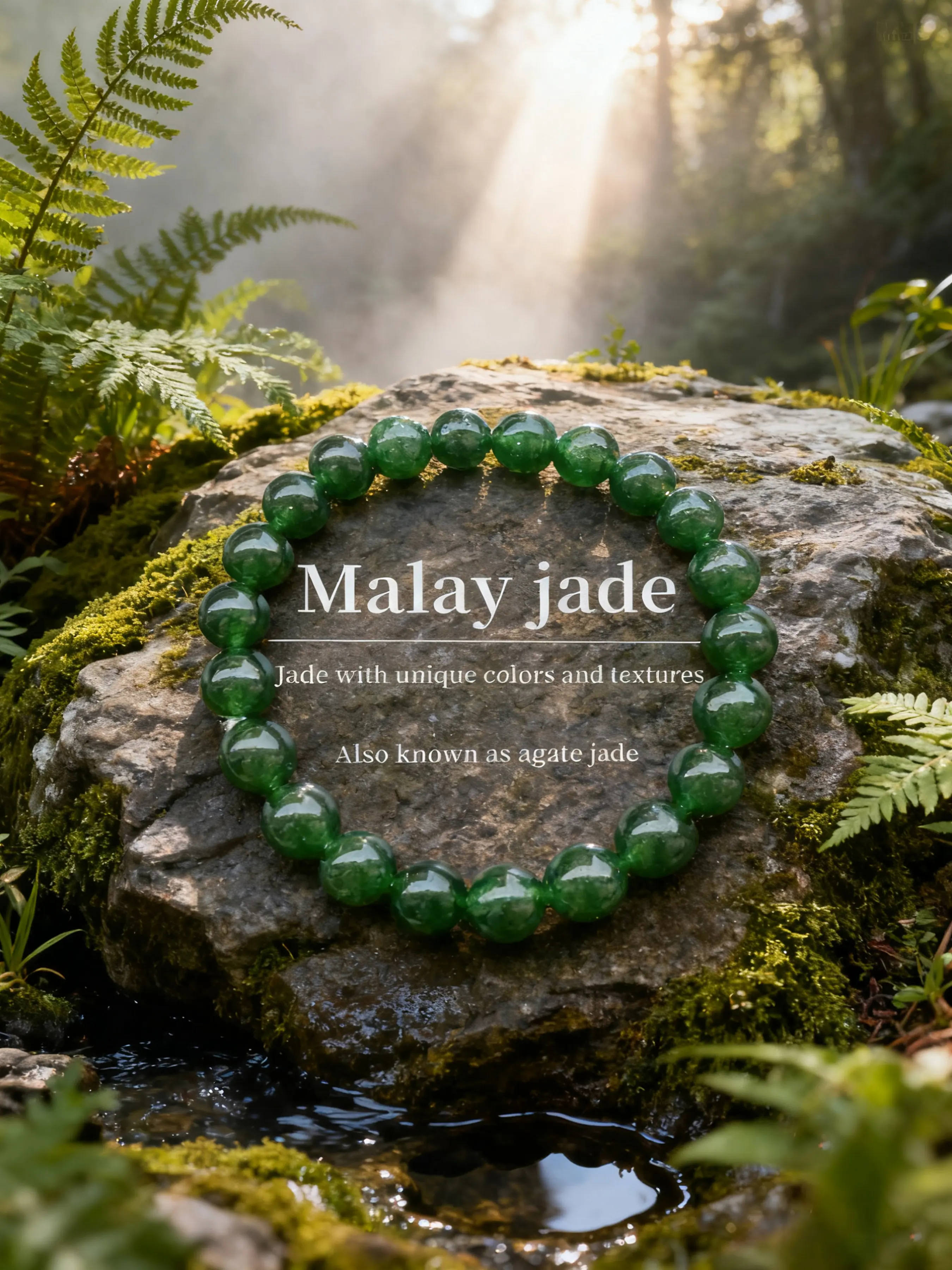 Malay Jade Handmade Premium High Quality Bracelet, Natural Stone Beads, Unisex Design, Warm Glow, Perfect Gift for Birthday, Holiday, Friends & Family