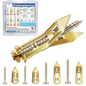 60 count Self Drilling Drywall Anchors with Screws Kit - 2 Sizes Sheetrock Anchors & 4 Sizes Zinc Expansion Screws,2025 Upgraded Zinc Plated Steel,No Drill Needed, Holds Up to 66LB  Walls