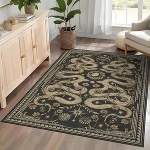 Snake Area Rug, Washable Soft Living Room Rugs Non Slip Low Pile Stain Resistant Large Throw Carpet for Bedroom Nursery Dining Room Accent Textured Floor Cover