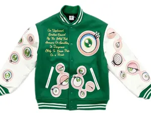 Saint Michael x Takashi Murakami Green Varsity Jacket