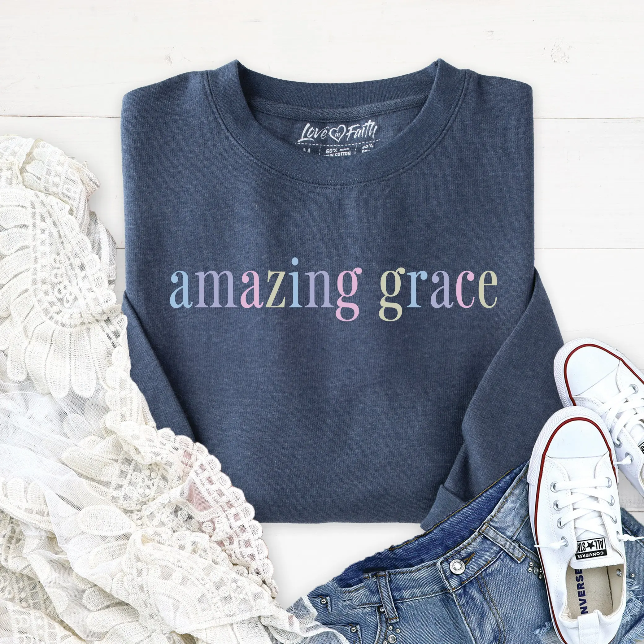 Amazing Grace Sweatshirt - Heather Navy