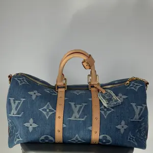 Pre-owned Denim Luggage Louis Vuitton Keepall Bandouliere 45 Denim