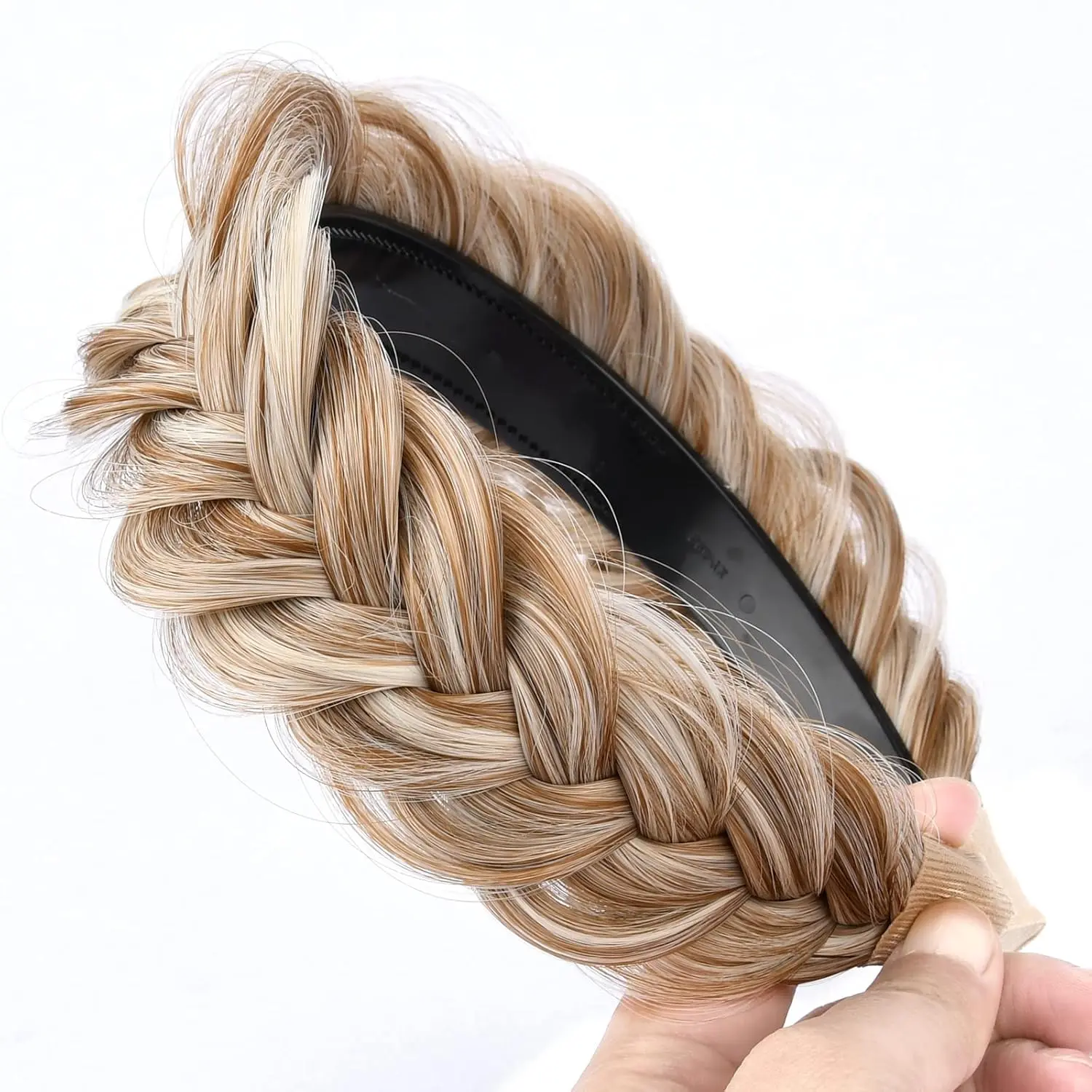 Wide Messy Braided Headband with Teeth Synthetic Hair 