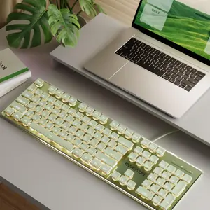 EWEADN V3 Wired Gaming Keyboard, Mechanical Feel Backlit Office Keyboard, Ergonomic Design Portable Keyboard, Compatible with Windows Laptop PC, Mechanical Game Keyboard