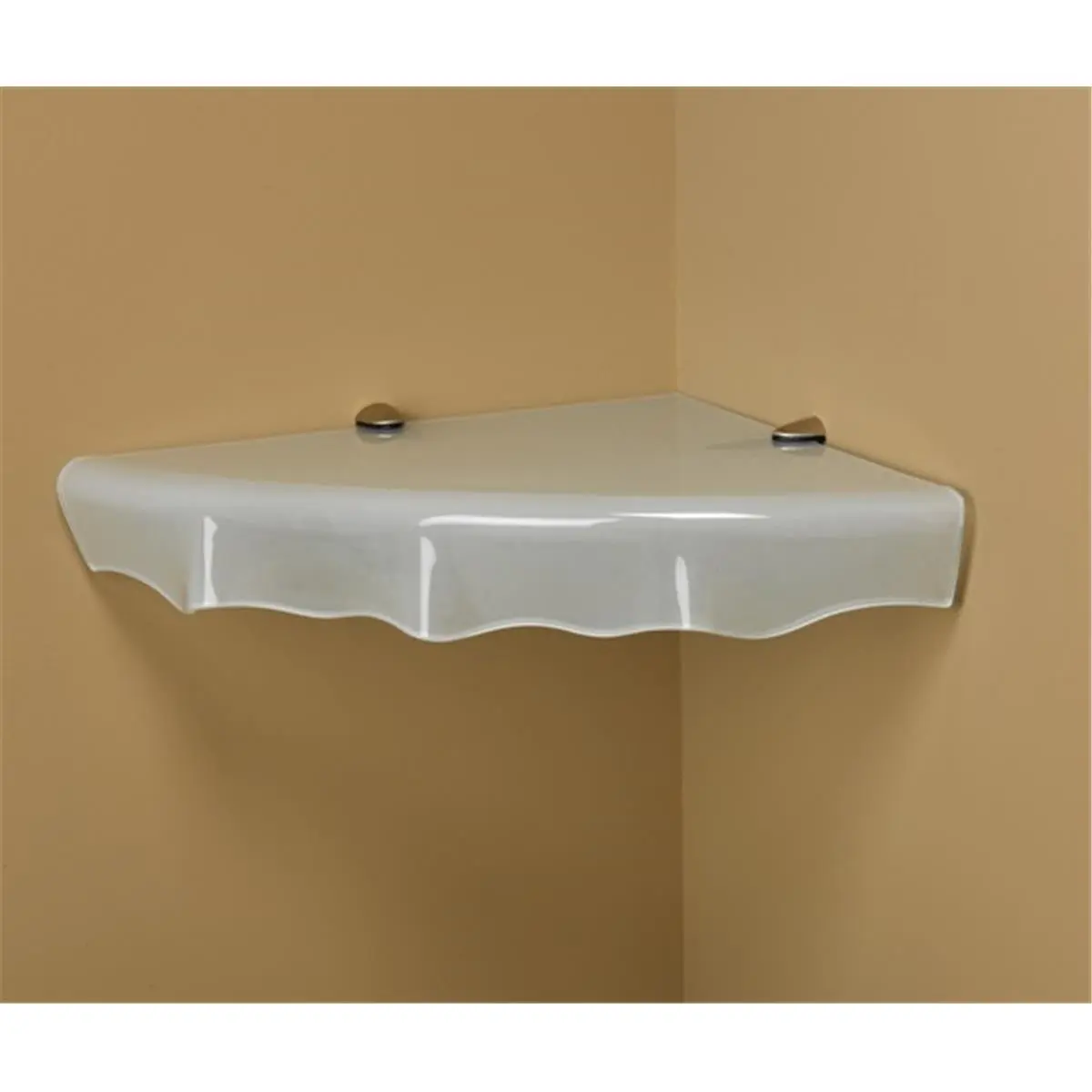 212 MAIN Oyster Series Opaque Glass Shelf - 16x16 in Organic Curve Decor Corner Wall-Mount Shelf for Commercial, Office Furniture Use