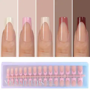 French Gel Nail Tips, 150Pcs Soft Gel French Tip Press on Nails Long Square, No Need to File False Nail, Soak Off Pre-Shaped Fake Nails for Nail Art DIY 15 Sizes