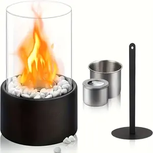 Portable Ethanol Fireplace, Desktop Fire Pit, Indoor Outdoor Winter Heating Device, No Plug Needed, Bioethanol Stove