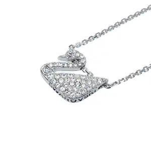 Pre-owned Swarovski Zinc Alloy Small Leather Goods Swan Necklace