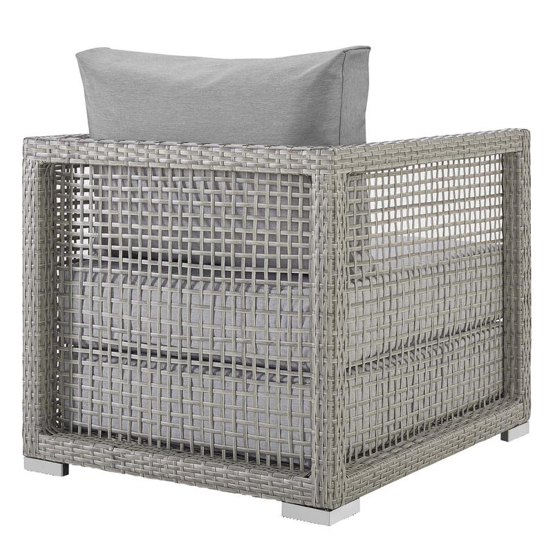 Modway Aura Rattan Outdoor Patio Armchair in Gray Gray