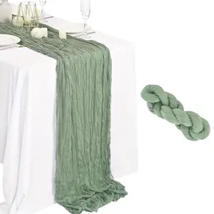 1 Pack Terracotta Cheesecloth Table Runner 18 x 108 inch Gauze Table Runners 9 FT Long,Semi Sheer Cheese Cloth Fabric Table Runner Bulk for Wedding,Party,Baby Shower,Bridal Shower Decoration