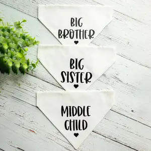 Solid Color Pet Bandana Printed "Big Sister" "Big Brother" Adjustable Dog Drool Bib Neck Scarf for Dogs & Cats 81*50*50CM 15g