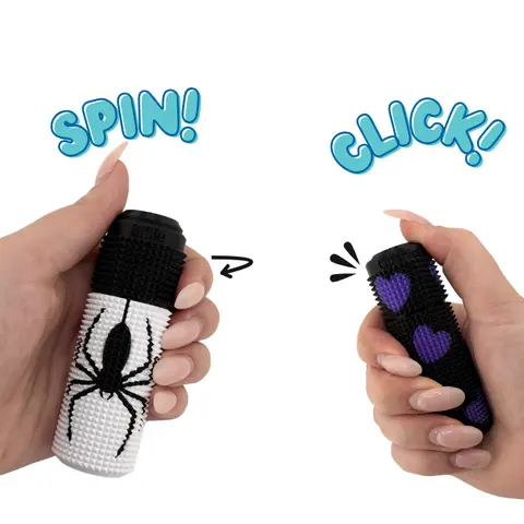 Little Ouchies Spikie Orbit Spin Click Baddie Collection Arachnae Starry Night Multi-Sensory Fidget Keychain Stim Tool for Keys, Bag and Backpack, Spin, Squeeze, Click, Dark Aesthetic, Relaxing Gifts