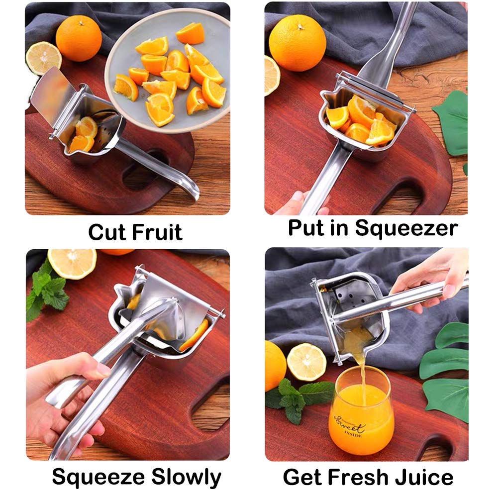 Real Stainless Steel Lemon Squeezer Citrus Juicer Hand Press Heavy Duty Manual Squeeze Juice Extractor Maker Orange Lime Grapefruit Presser