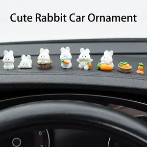 Cute Cartoon Rabbit Car Interior Decorations, 8 Pieces, Easy Installation with Traceless Adhesive, Heat Resistant, Fits All Cars