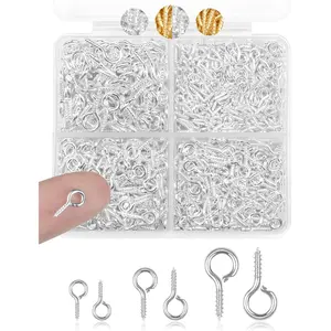 FIVEIZERO 600pcs Small Eye Pins for Jewelry Making & DIY Crafts, Mini Eyelet Screws for Art Projects & Bead Charms, Tiny Eye Hooks for Crafts (Gold & Silver, 3 Sizes)