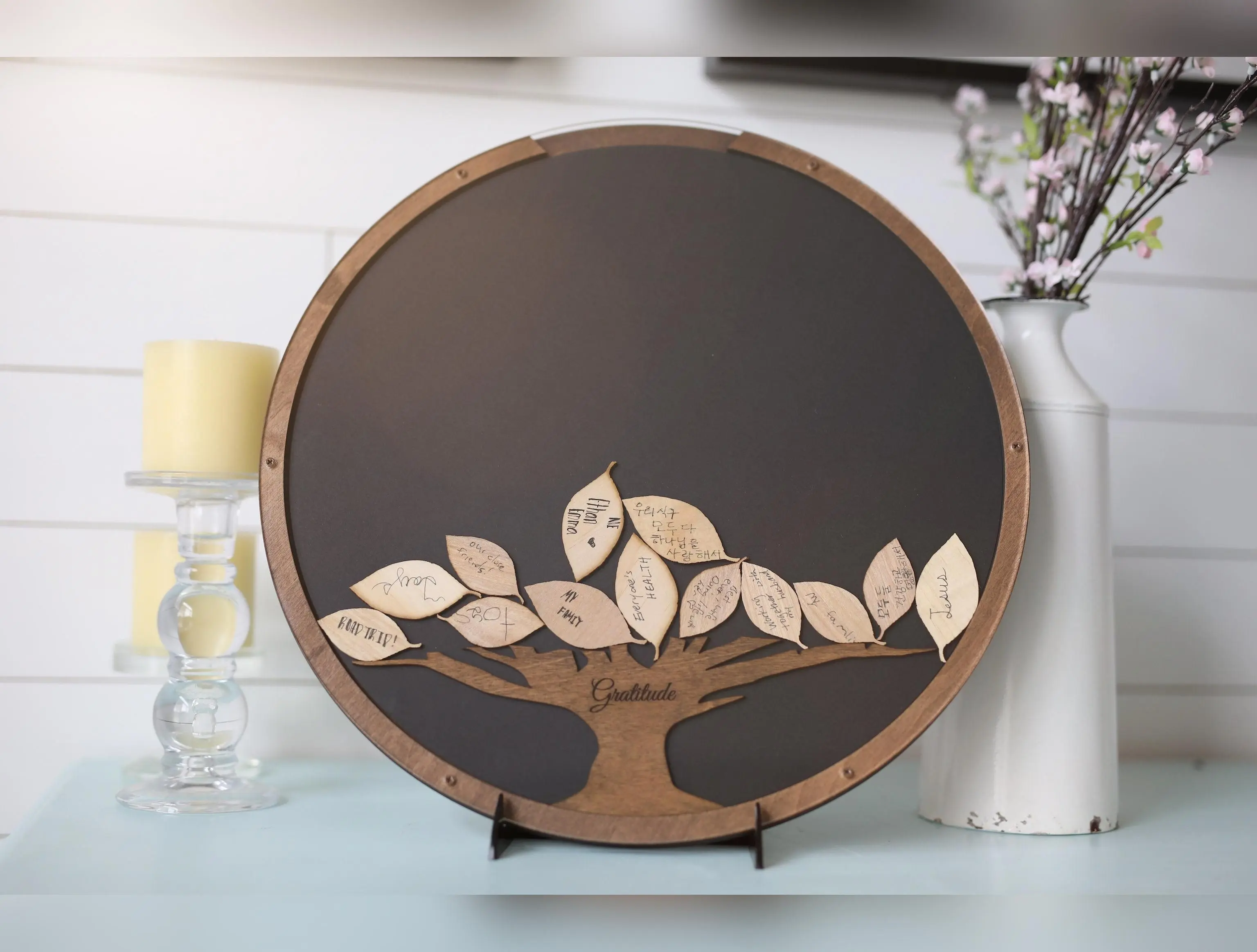 Round Gratitude Tree Frame - Acrylic front and back