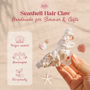 Handmade Seashell Hair Claw Clip – Ocean Inspired Boho Accessory, Great Gift for Her