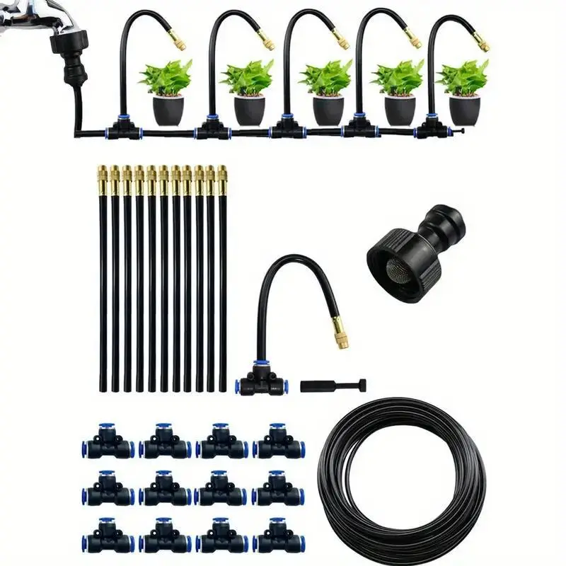 4-Outlet Universal Spray Kit, DIY Bending Plastic Watering Irrigation System for Greenhouse, Garden, Patio Misting & Cooling, Garden Accessories, Gard