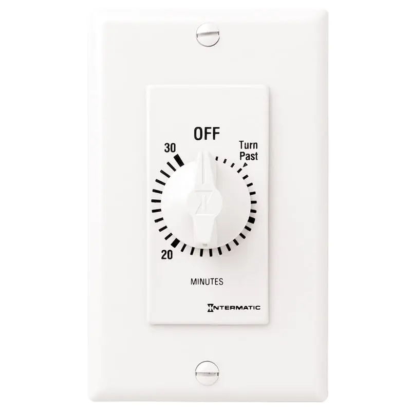 Intermatic Indoor Spring-Wound Kitchen Timer Gadget, 277V, 0.3 lbs, White, CSA Listed, UL Listed, Max 30min, Ideal for Garage Use