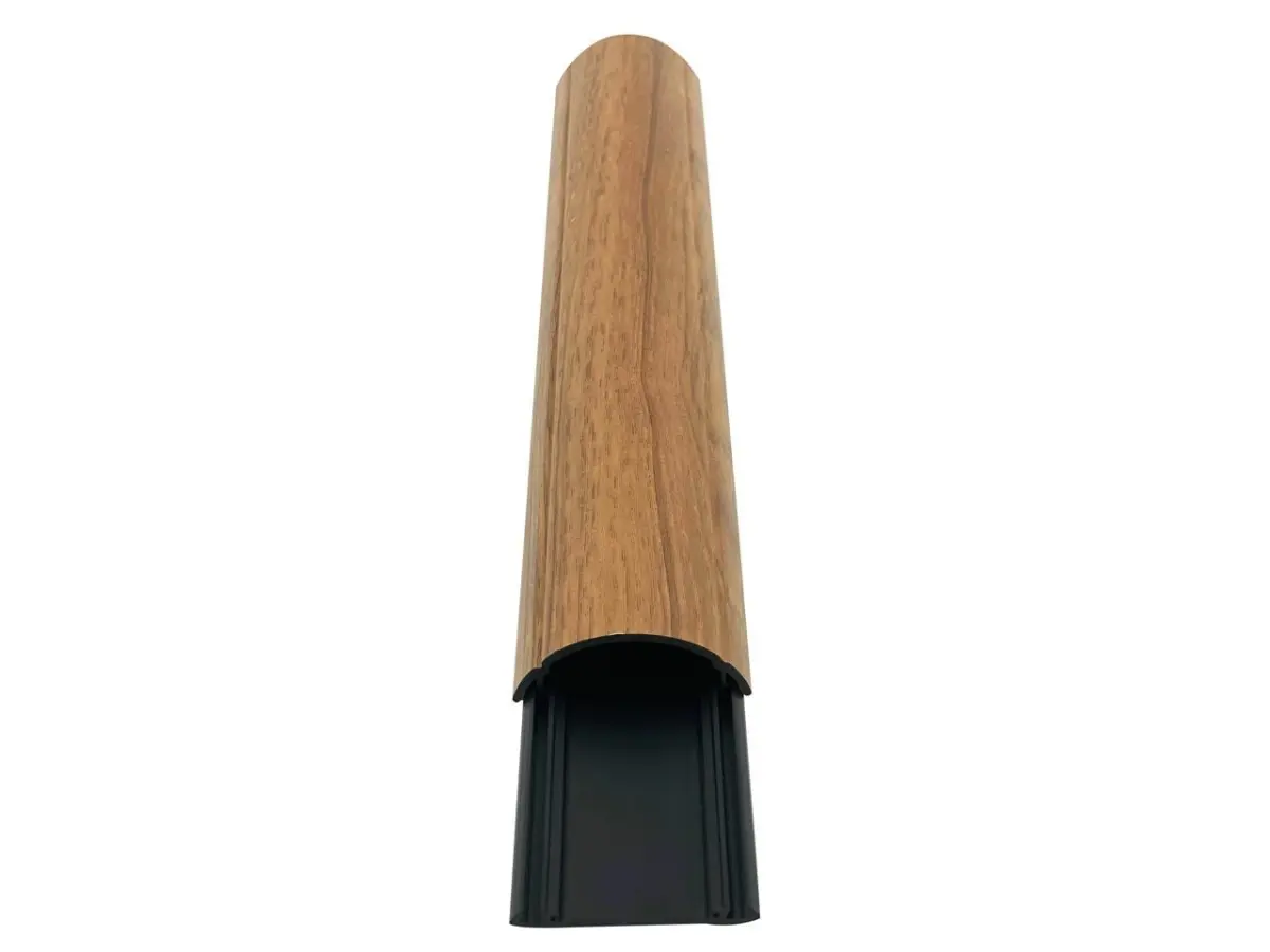 212 MAIN Premium Wood Pattern PVC Cord Shield Floor Protector - Medium Oak, 60in, 0.75h x 1.75w in, Sturdy, Self-Adhesive, Easy Snap-In Lid/Base Design, Non-Slip Rubber Slips, Indoor Cord Cover Cable Hide for Homes/Offices Smooth Floors