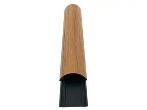 212 MAIN 60 in. Premium Cable Shield Floor Cord Cover, Medium Oak Wood Finish, with Non-Slip Rubber Slips for Indoor Use